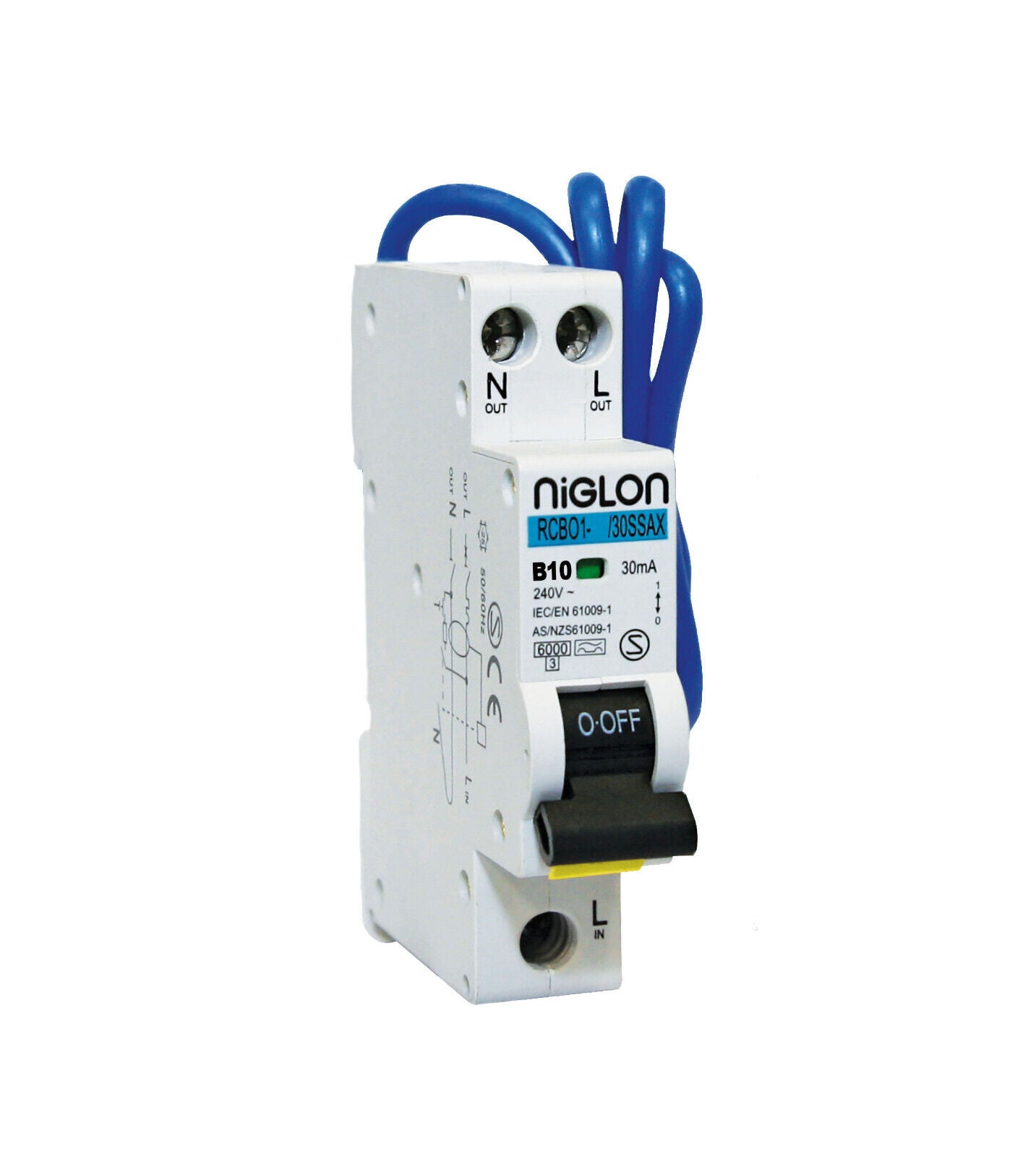 Niglon RCBO1-10/30SSAX 10A SP Type B SL+N RCBO (TYPE A)