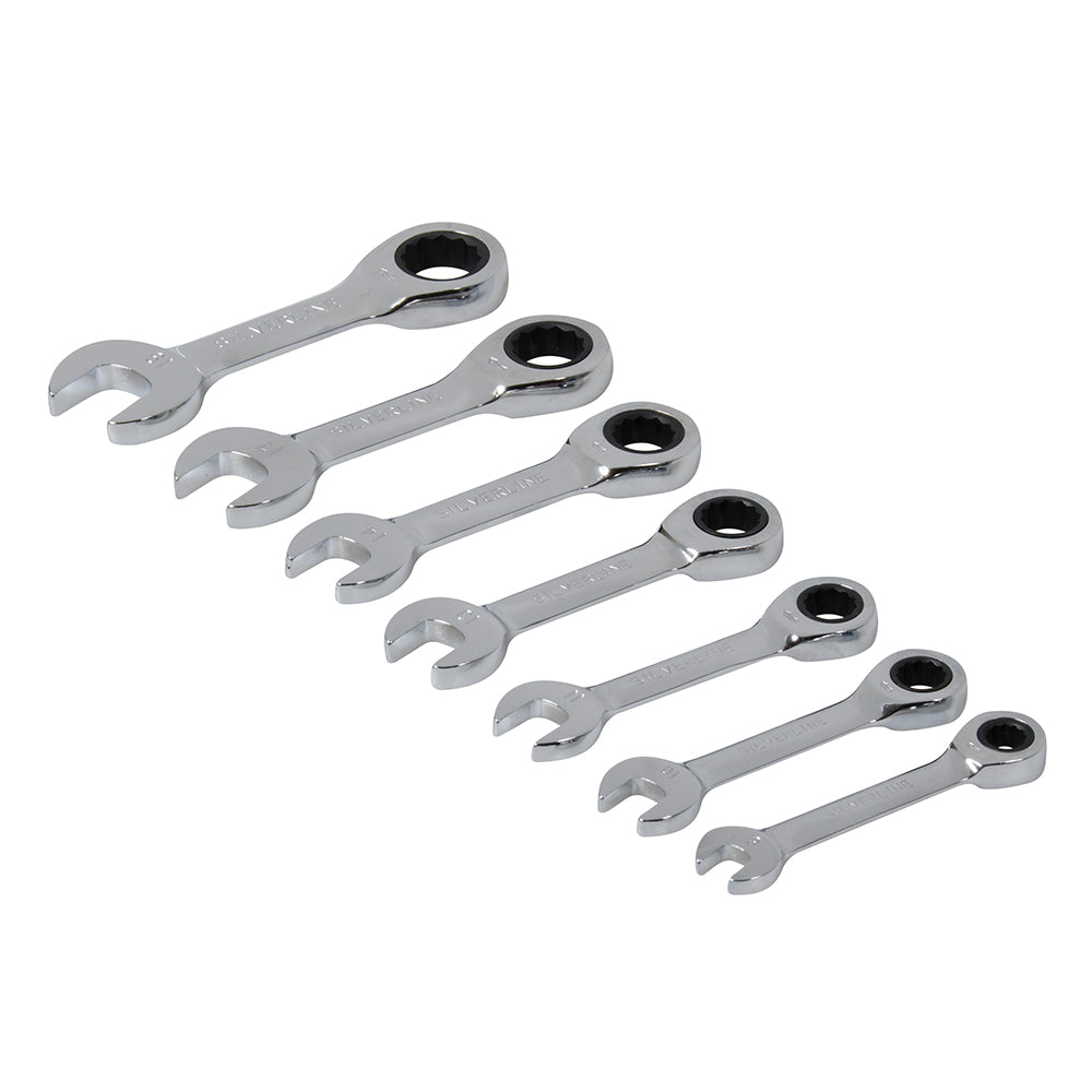 Silverline 199916 8-19mm Stubby Ratchet Spanner Set 7pc