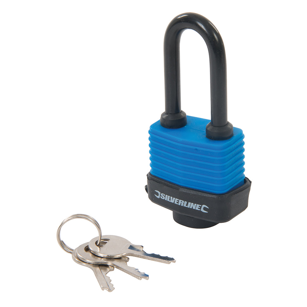 Silverline 218458 48mm Weather Resistant Long Shackle Padlock