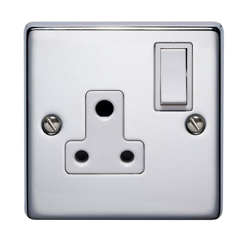 Crabtree 2340/HPC 1 Gang 5A Switched Socket Polished Chrome White Insert