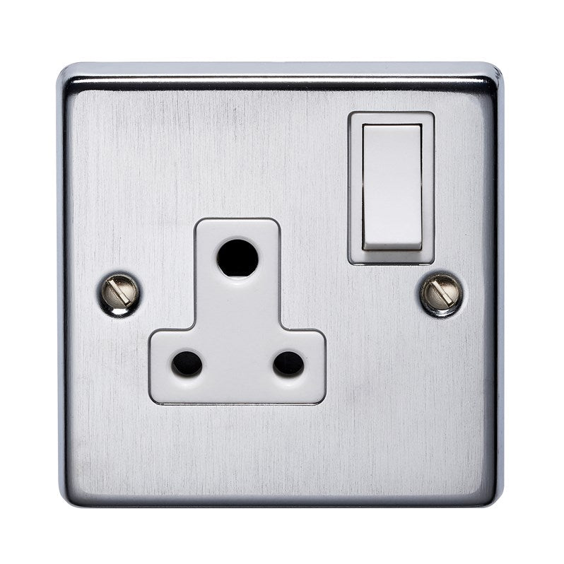 Crabtree 2340/SC 1 Gang 5A Switched Socket Satin Chrome White Insert