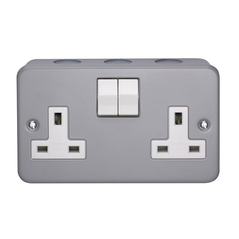 Crabtree 4216/DBG 2 Gang 13A DP Switched Socket Metal Clad