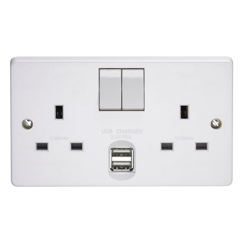 Crabtree 4306/USB/D 2 Gang 2.1A USB Socket