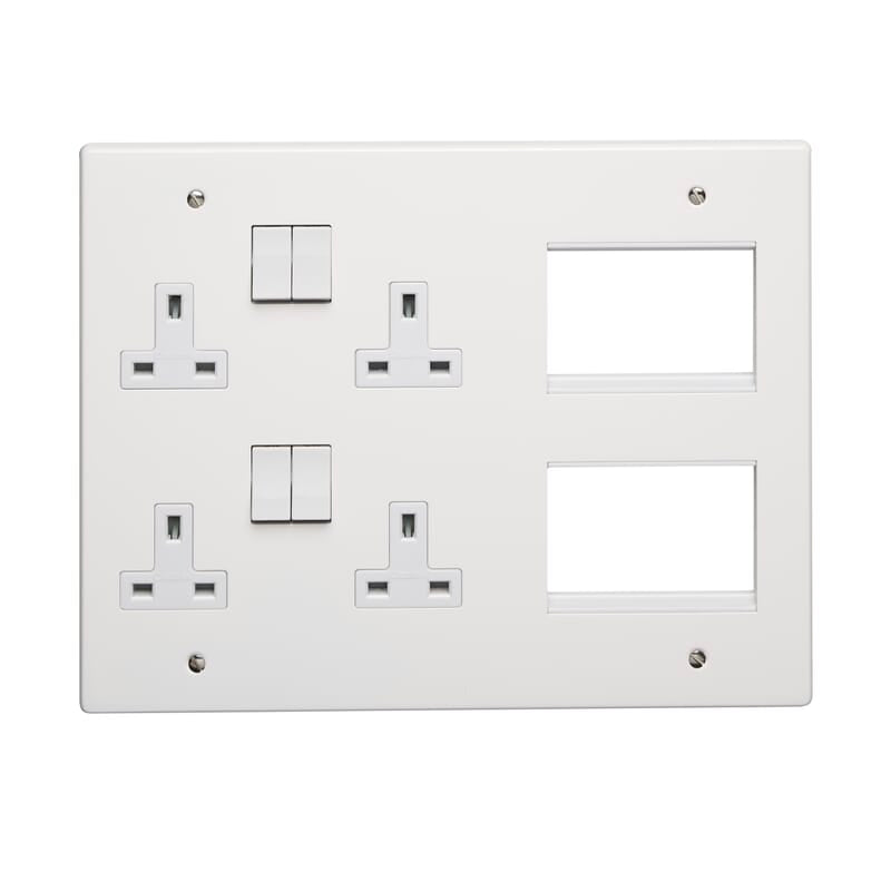 Crabtree 4318/WH 2 x 2 Gang Sockets + 2 x 3 Module Faceplate White