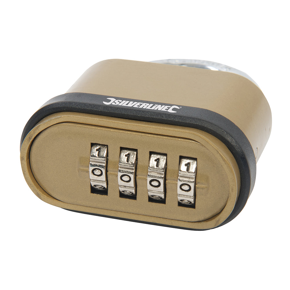 Silverline 472645 50mm Zinc Alloy 4 Digit Combi Padlock