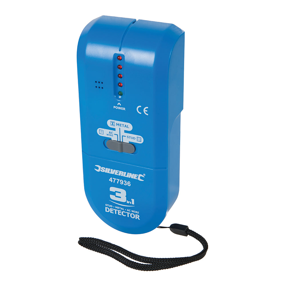 Silverline 477936 Compact 3-in-1 Detector (9V Battery Operated)