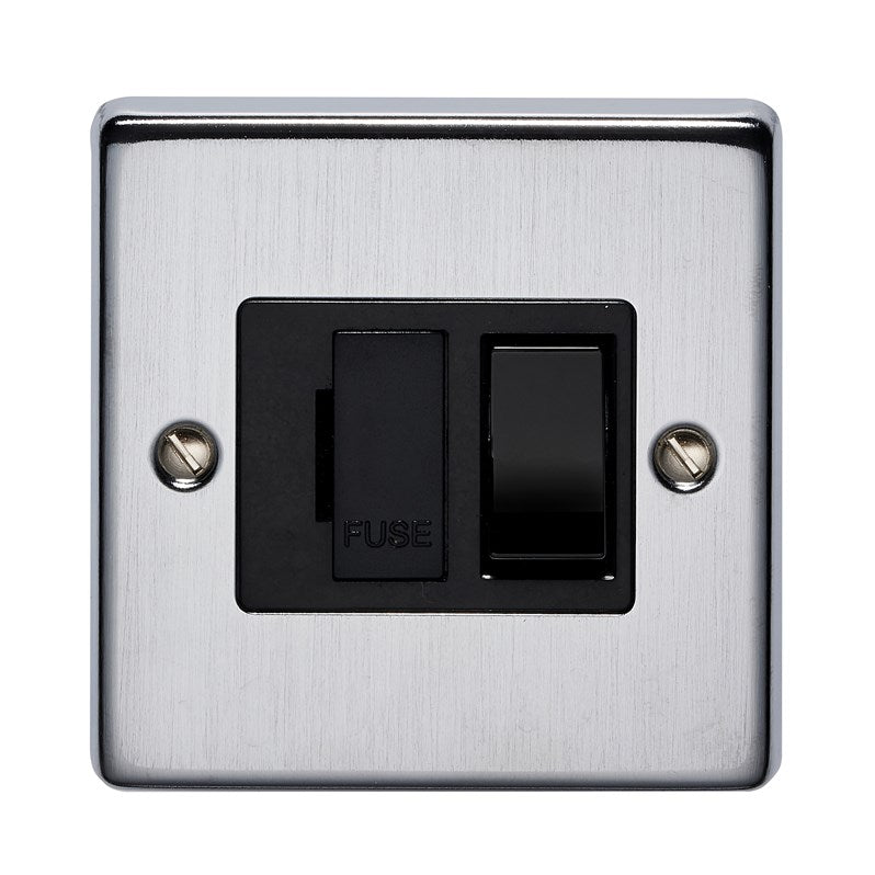 Crabtree 4832/SCBK 13A Switched Spur Satin Chrome Black Insert