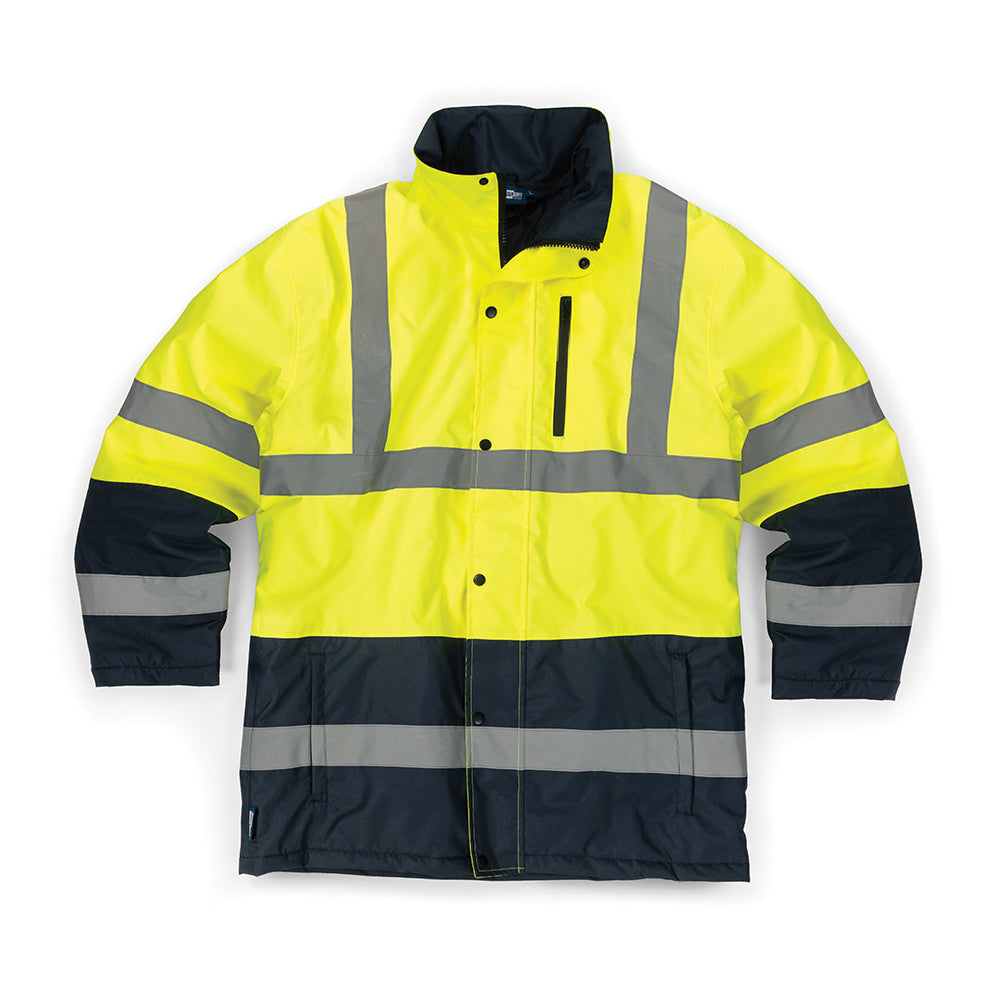 Tough Grit 495934 Hi-Vis 2-Tone Waterproof Jacket Yellow/Navy Size S