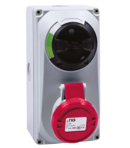 Niglon 16121 32A 5P Compact Interlocked Socket 415V IP44