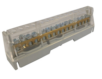 Switchtec 5015F Arnocanali 63A 15 Way Din Rail Terminal Block (10-16mm) Grey