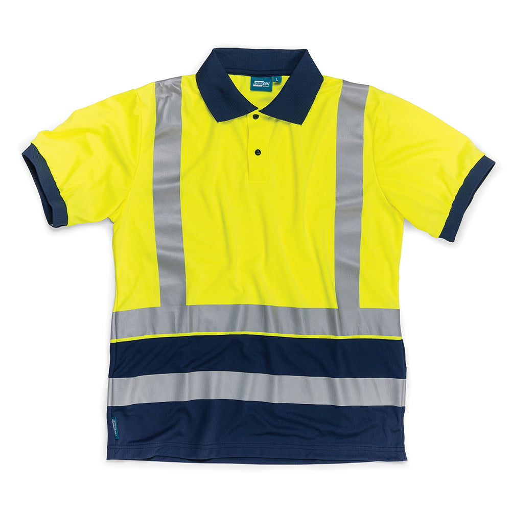 Tough Grit 872563 Hi-Vis 2-Tone Polo Shirt Yellow/Navy Size S