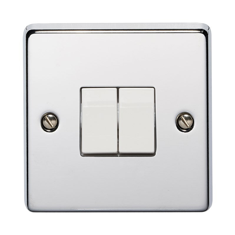 Crabtree 6172/HPC 2 Gang 2 Way Switch Polished Chrome White Insert