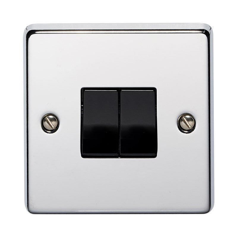 Crabtree 6172/HPCBK 2 Gang 2 Way Switch Polished Chrome Black Insert