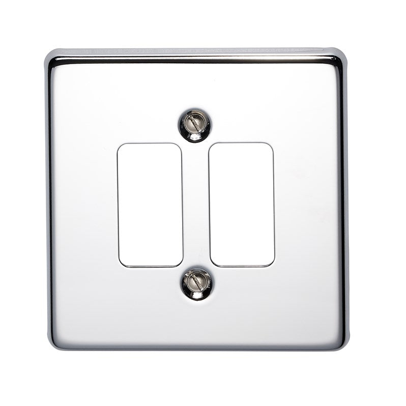 Crabtree 6572/HPC 2 Gang Grid Faceplate Polished Chrome