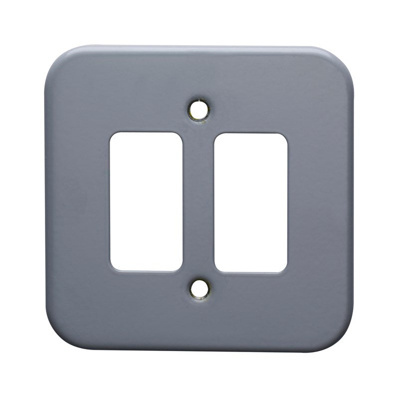 Crabtree 6582/BG 2 Gang Grid Faceplate Metal Clad