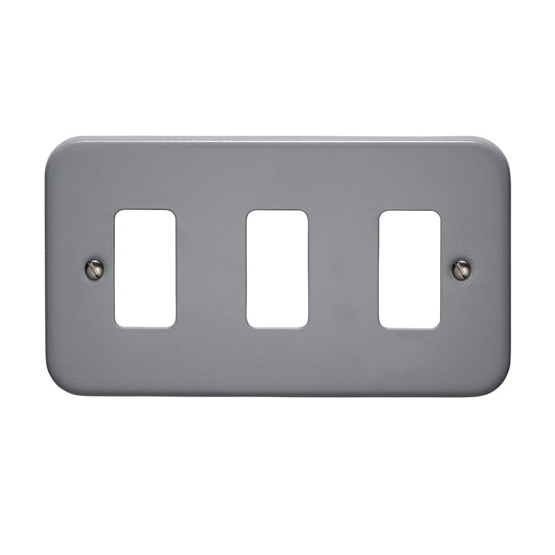 Crabtree 6583/BG 3 Gang Grid Faceplate Metal Clad