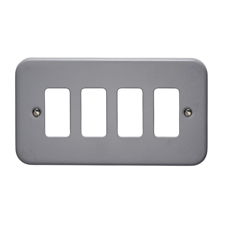 Crabtree 6584/BG 4 Gang Grid Faceplate Metal Clad