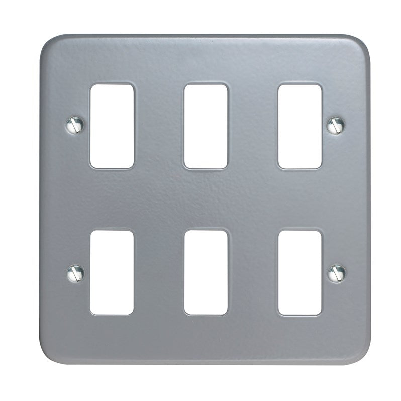 Crabtree 6586/BG 6 Gang Grid Faceplate Metal Clad