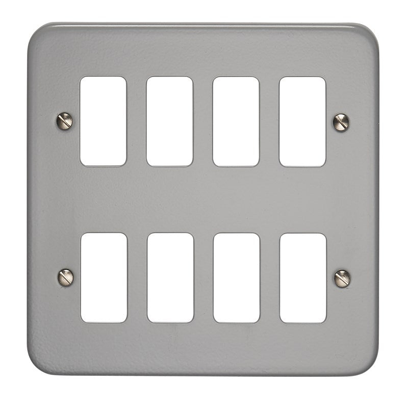 Crabtree 6588/BG 8 Gang Grid Faceplate Metal Clad