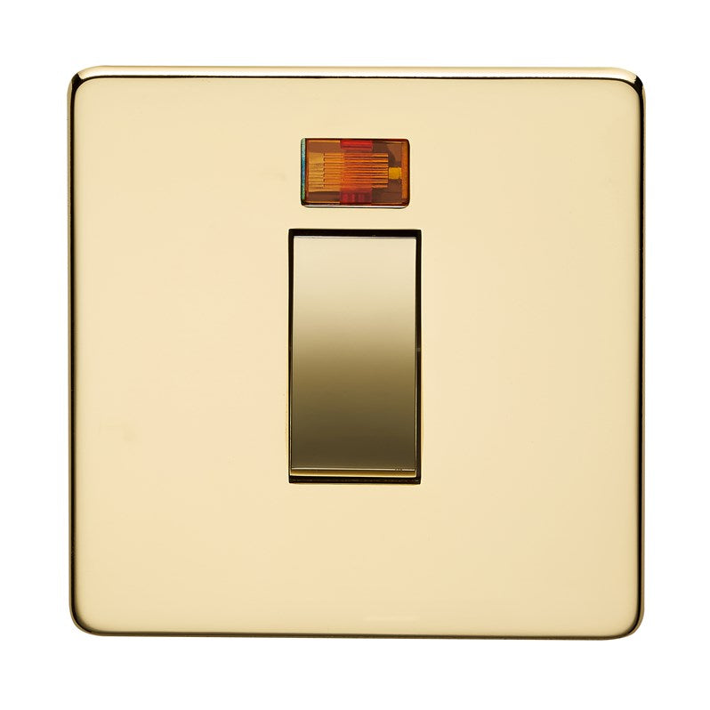 Crabtree 7015/3PB 1 Gang 45A DP Switch with Neon Polished Brass