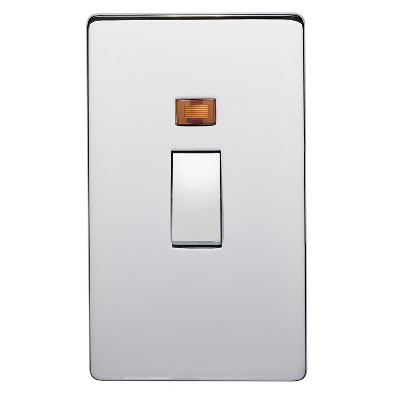 Crabtree 7016/3HPC 2 Gang Vertical 45A DP Switch with Neon Polished Chrome