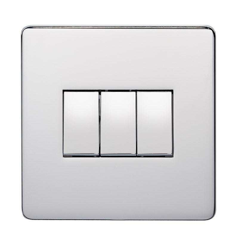 Crabtree 7173/HPC 3 Gang 2 Way Switch Polished Chrome