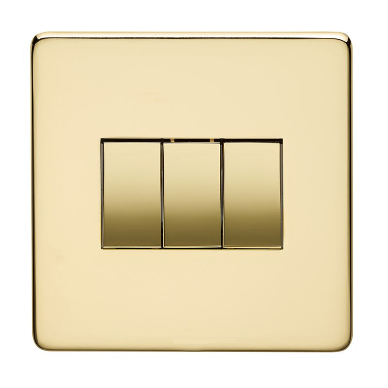 Crabtree 7173/PB 3 Gang 2 Way Switch Polished Brass