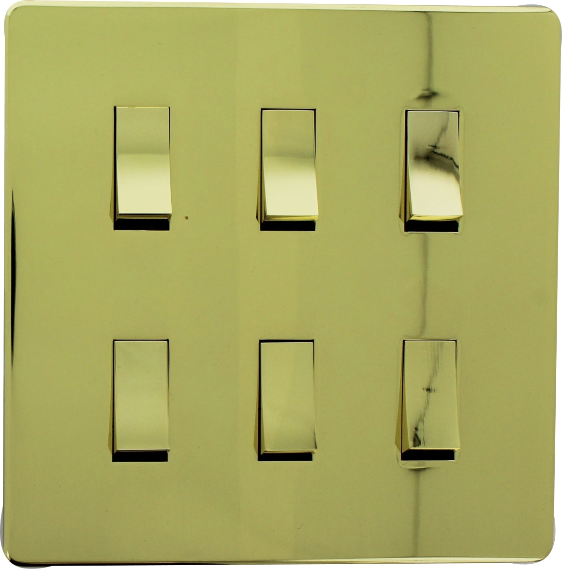 Crabtree 7176/PB 6 Gang 2 Way Switch Polished Brass