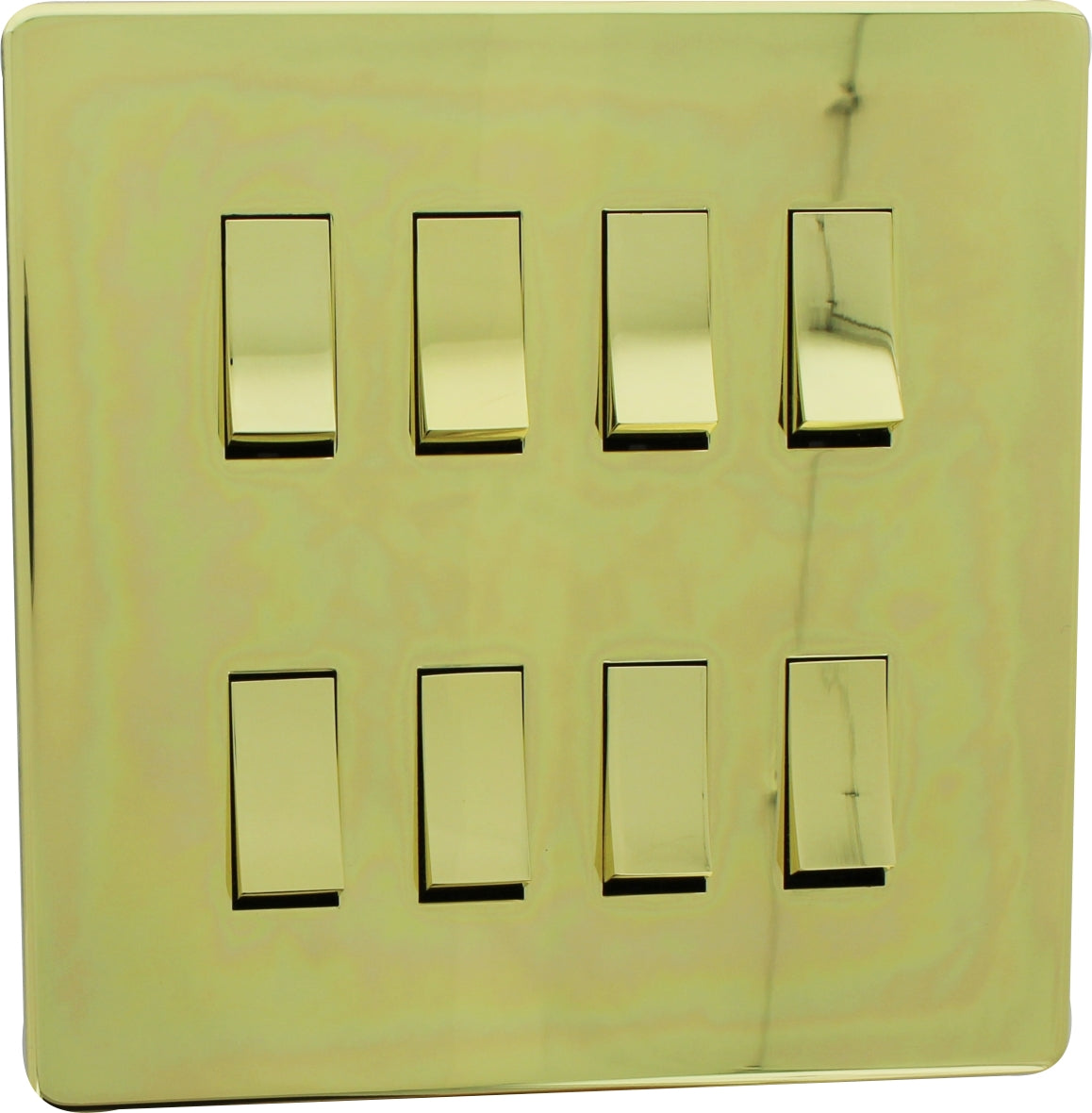 Crabtree 7081/PB 8 Gang 20A DP Switch Polished Brass