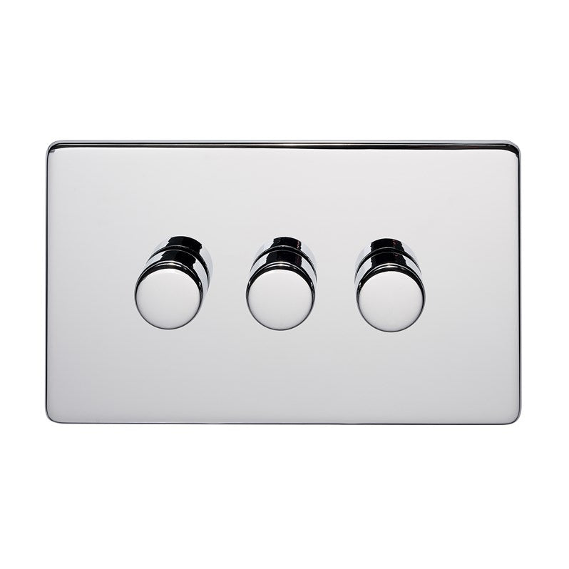 Crabtree 7250/D3HPC 3 Gang 2 Way 250W Dimmer Polished Chrome