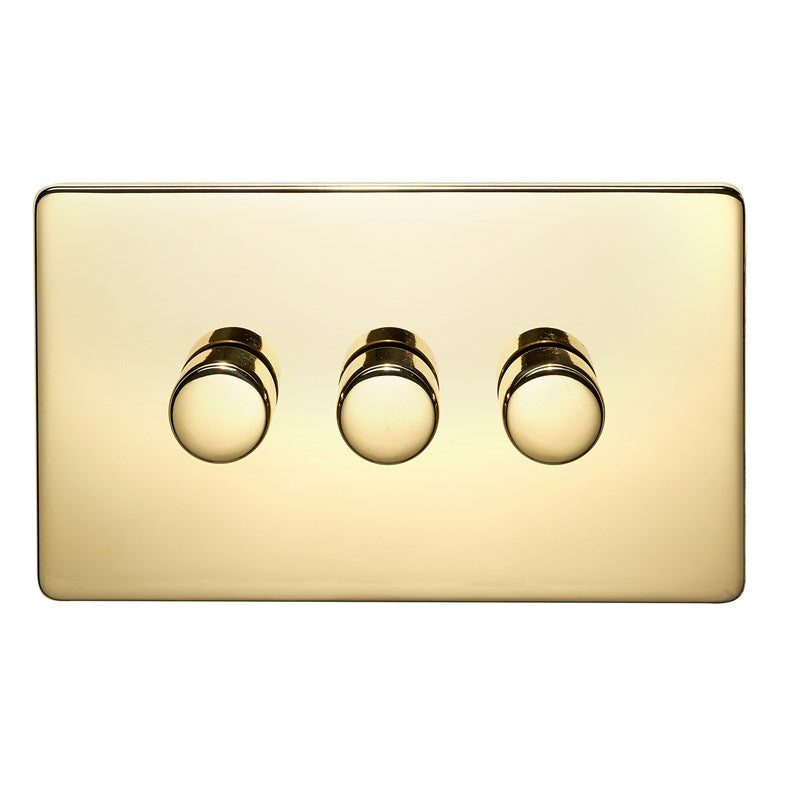 Crabtree 7250/D3PB 3 Gang 250W Dimmer Polished Brass