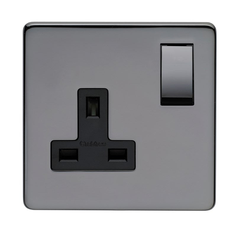 Crabtree 7314/BKN 1 Gang 13A DP Switched Socket Black Nickel