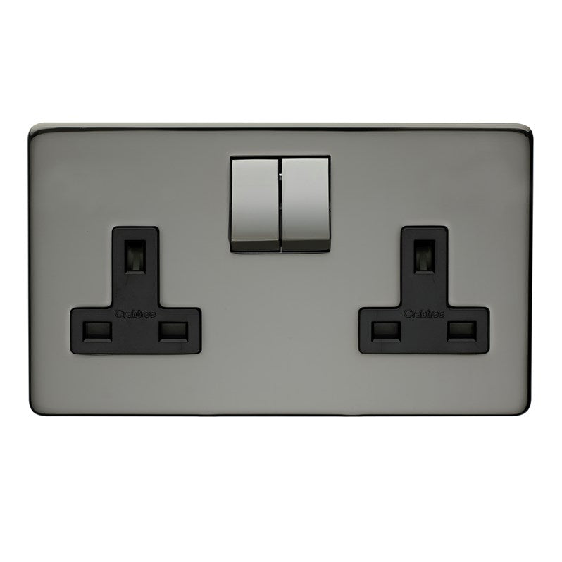 Crabtree 7316/BKN 2 Gang 13A DP Switched Socket Black Nickel