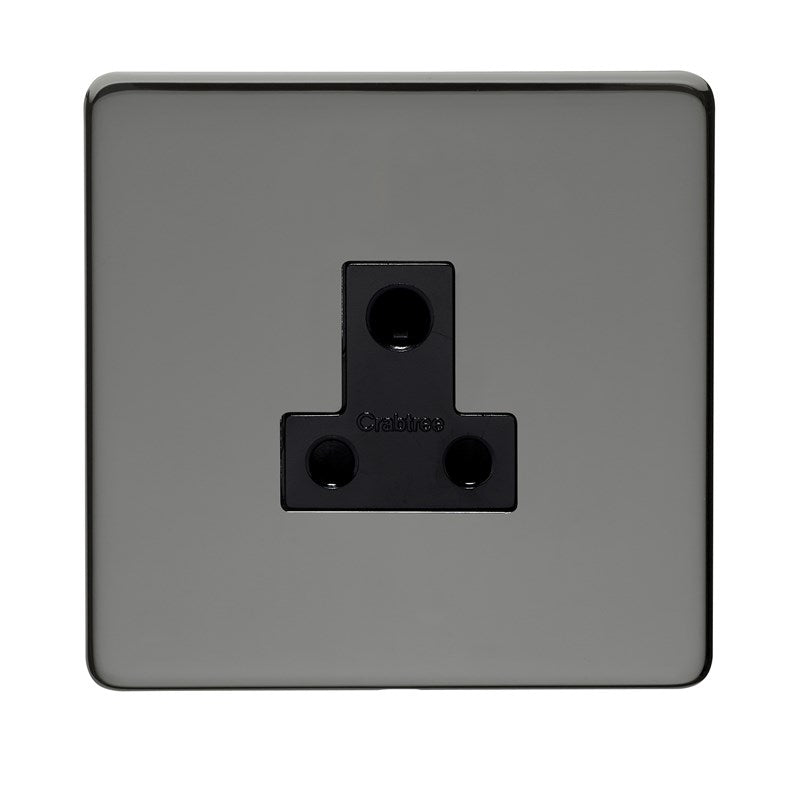 Crabtree 7340/BKN 1 Gang 5A Unswitched Socket Black Nickel