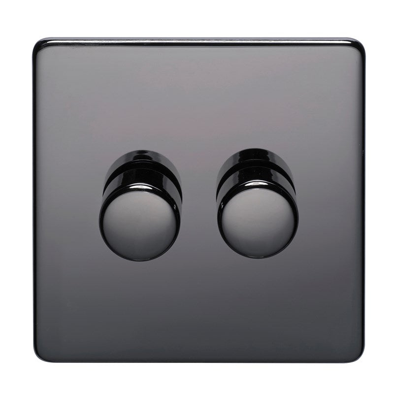 Crabtree 7400/D2BKN 2 Gang 2 Way 400W Dimmer Black Nickel