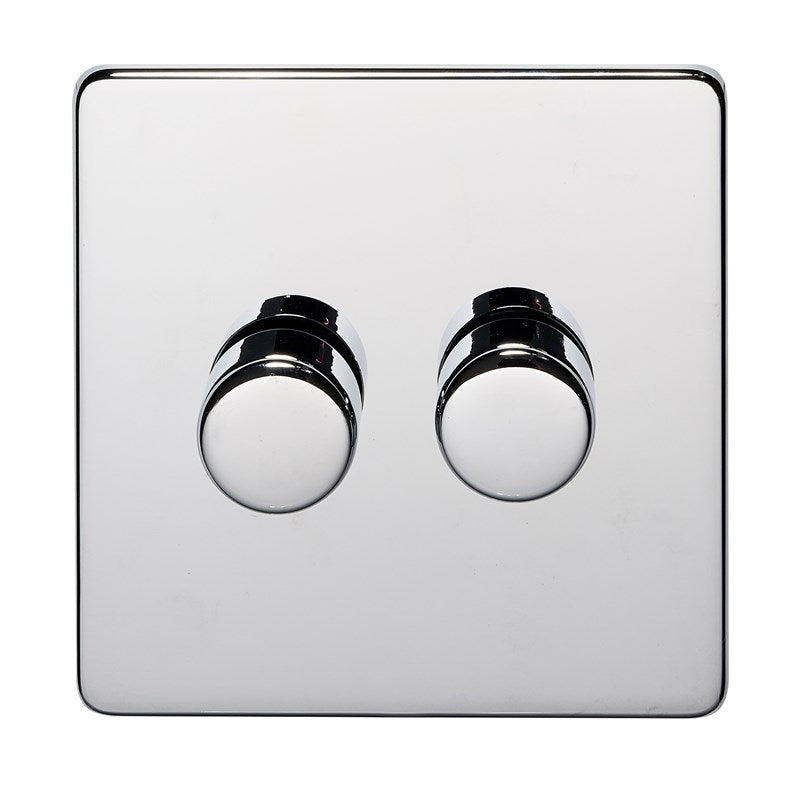 Crabtree 7400/D2HPC 2 Gang 2 Way 400W Dimmer Polished Chrome