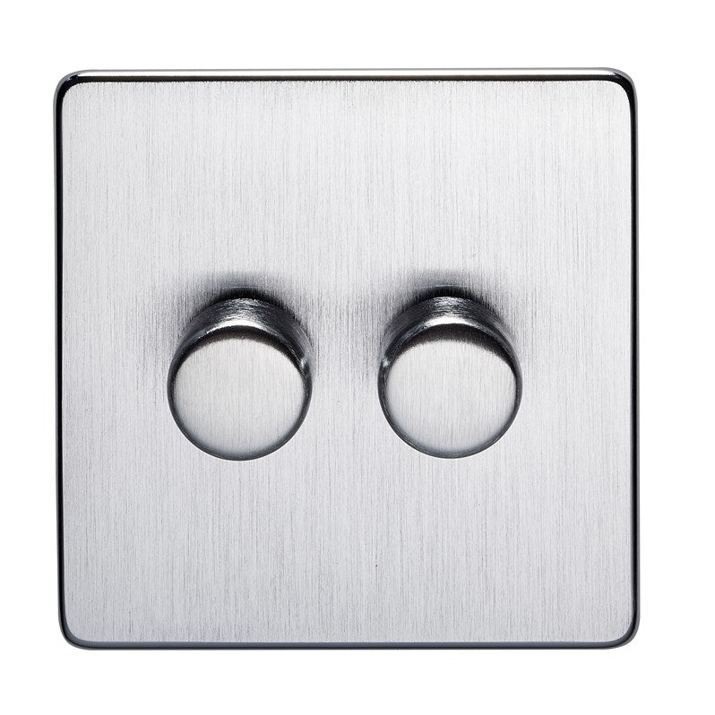 Crabtree 7DUM/D2SC 2 Gang Dummy Dimmer Satin Chrome