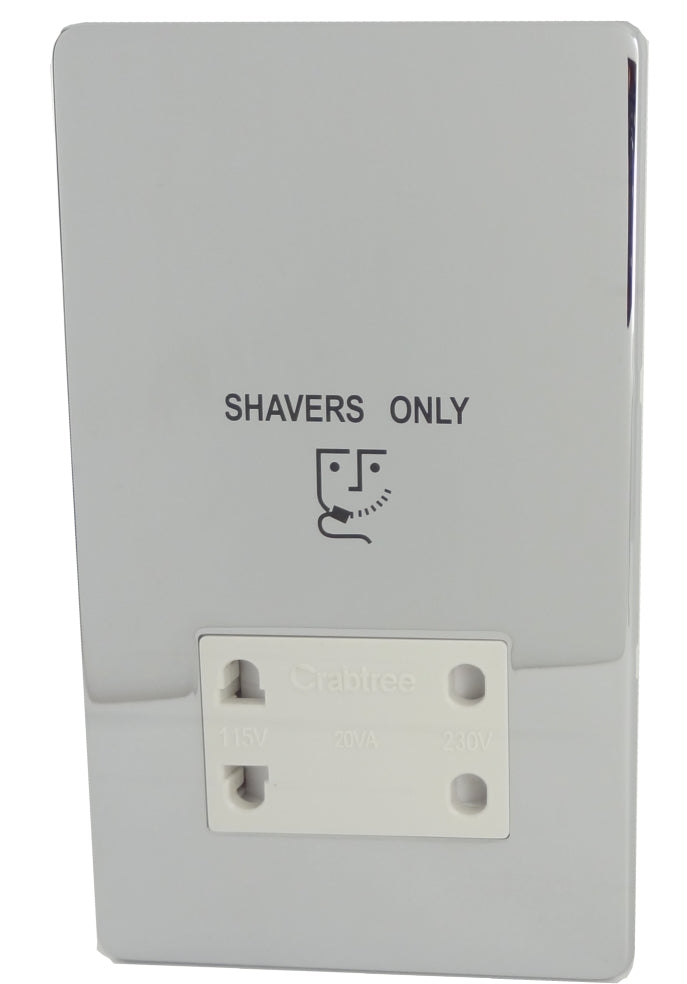 Crabtree 7411/HPC/WH 110/240V Shaver Socket Polished Chrome White Insert