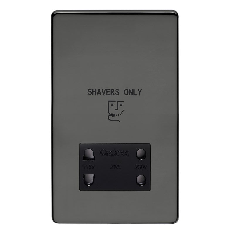 Crabtree 7411/BKN 110/240V Shaver Socket Black Nickel