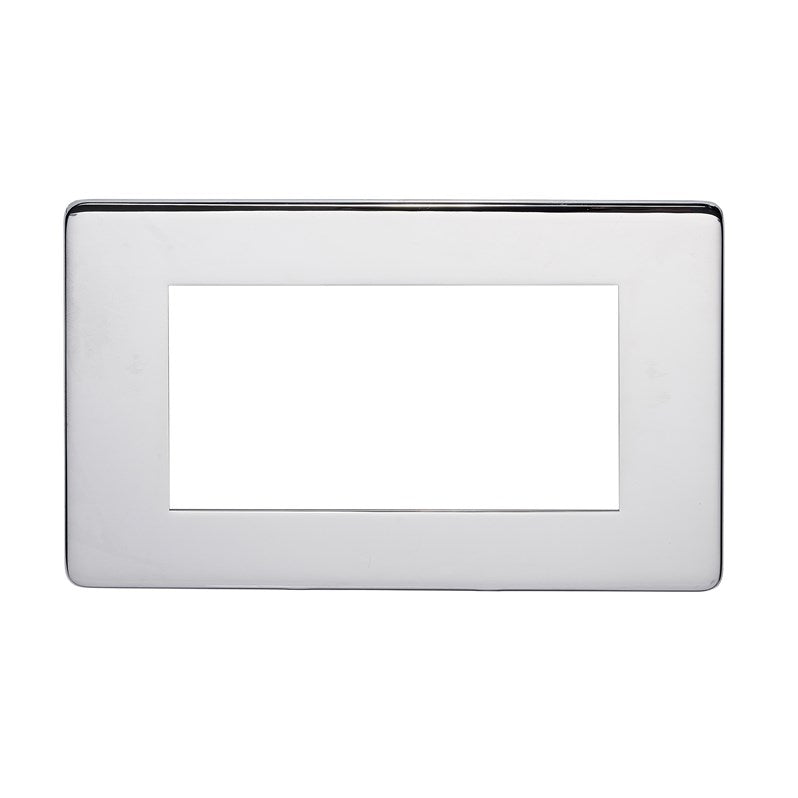 Crabtree 7509/HPC 2 Gang 4 Module Euromodule Faceplate Polished Chrome