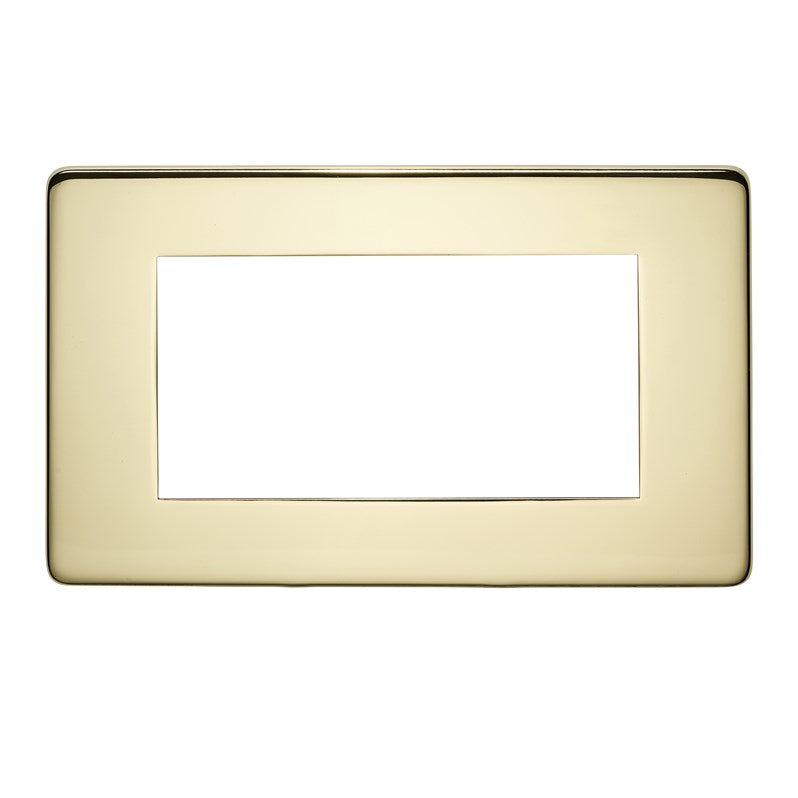 Crabtree 7509/PB 2 Gang 4 Module Euromodule Faceplate Polished Brass