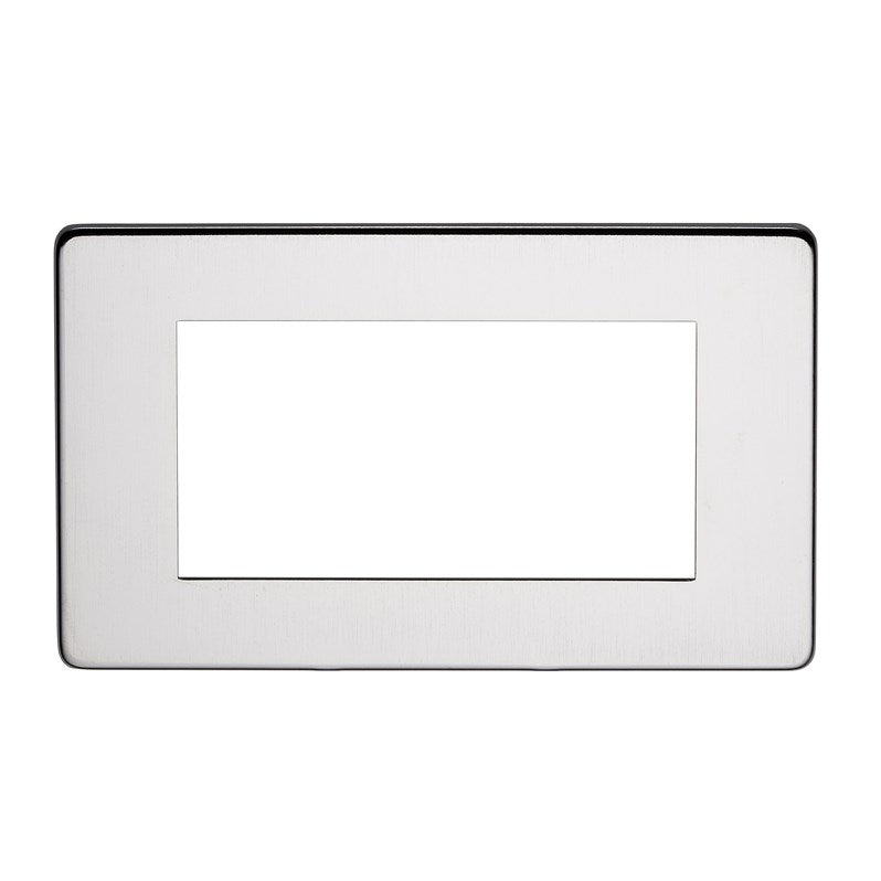 Crabtree 7509/SC 2 Gang 4 Module Euromodule Faceplate Satin Chrome