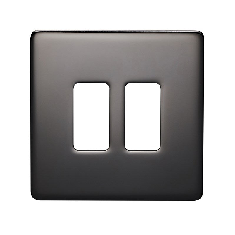 Crabtree 7512/BKN 2 Gang Grid Faceplate Black Nickel