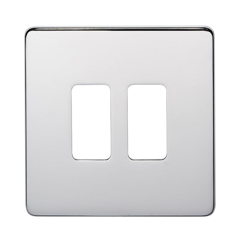 Crabtree 7512/HPC 2 Gang Grid Faceplate Polished Chrome