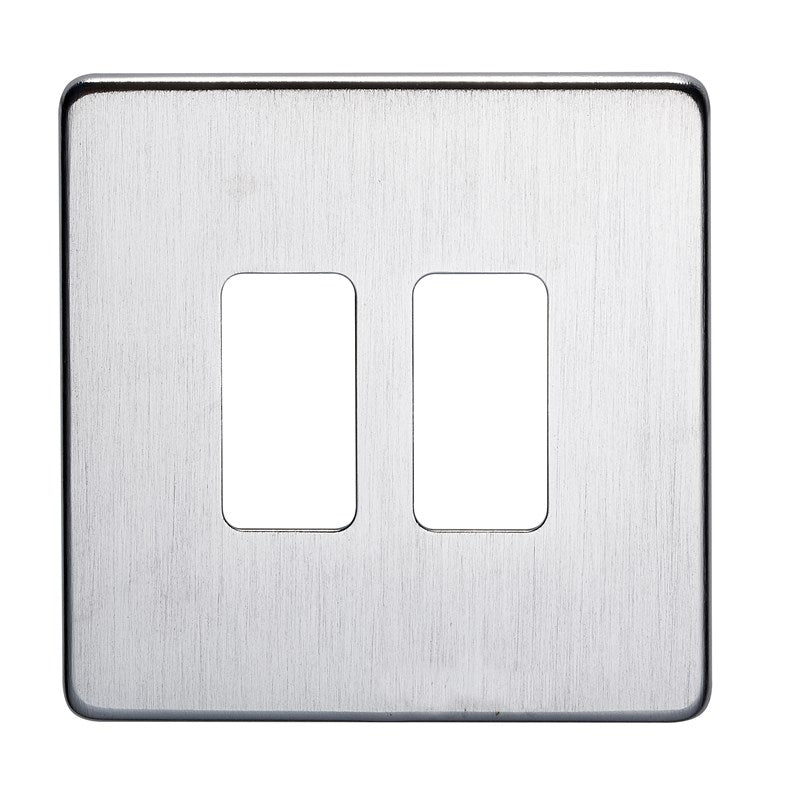 Crabtree 7512/SC 2 Gang Grid Faceplate Satin Chrome