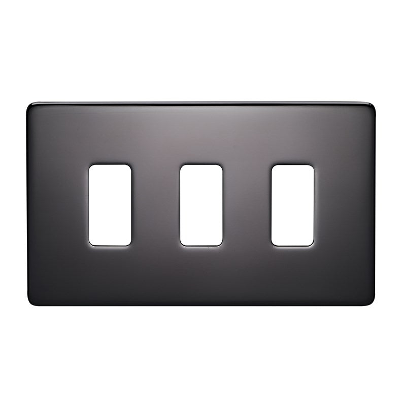 Crabtree 7513/BKN 3 Gang Grid Faceplate Black Nickel