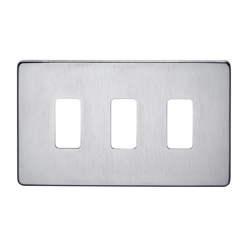 Crabtree 7513/SC 3 Gang Grid Faceplate Satin Chrome