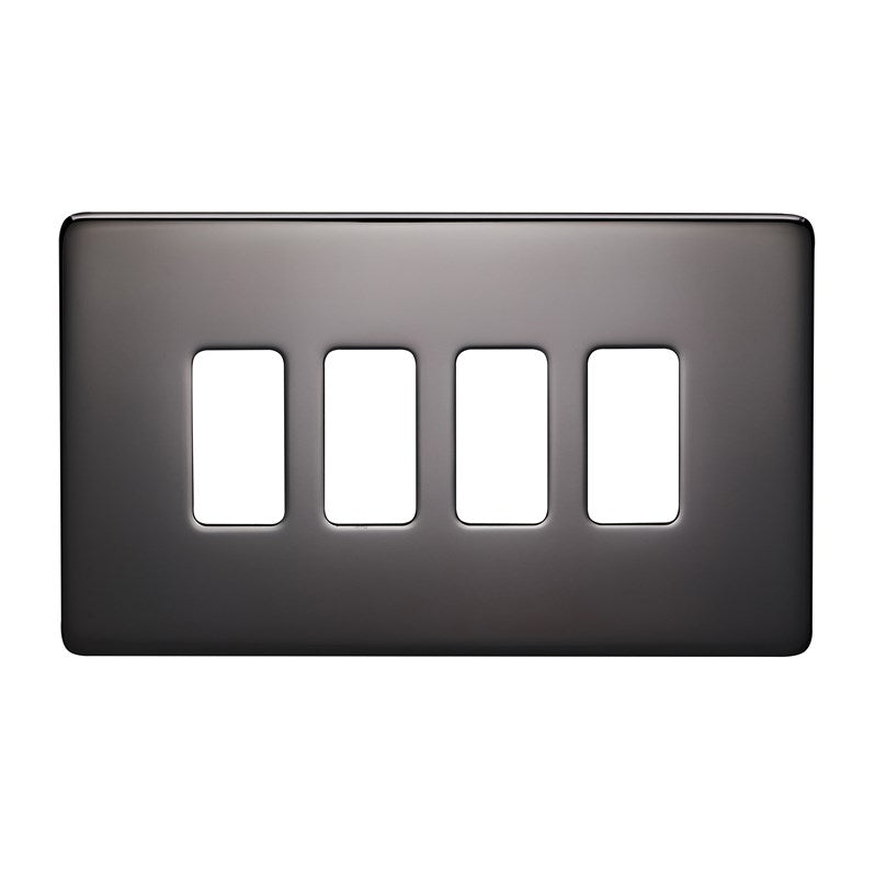 Crabtree 7514/BKN 4 Gang Grid Faceplate Black Nickel