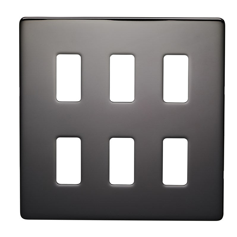 Crabtree 7516/BKN 6 Gang Grid Faceplate Black Nickel