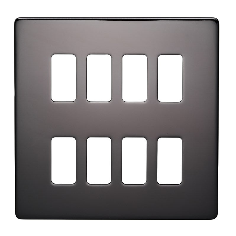 Crabtree 7518/BKN 8 Gang Grid Faceplate Black Nickel